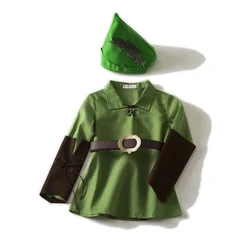 Child Peter Pan Costume Pretend Play Outfit Peter Pan Costume Elf Cosplay Outfit with Hat Halloween Party Cosplay Suit for kids