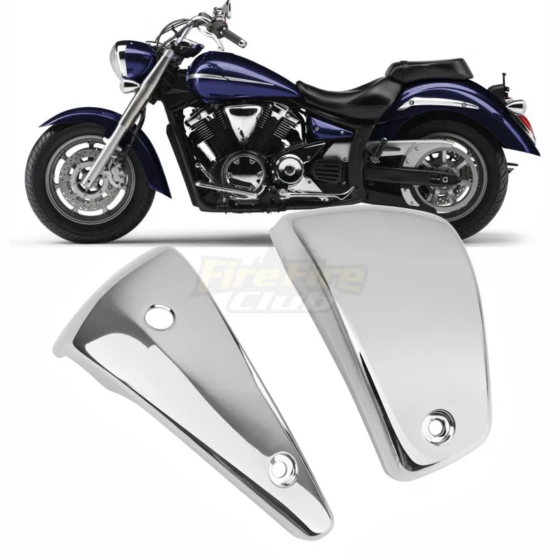 Motorcycle Battery Fairing Cover For Yamaha V-Star 1300 XVS1300 2007-2017 Side Cover Left & Right Protection Cover Chrome