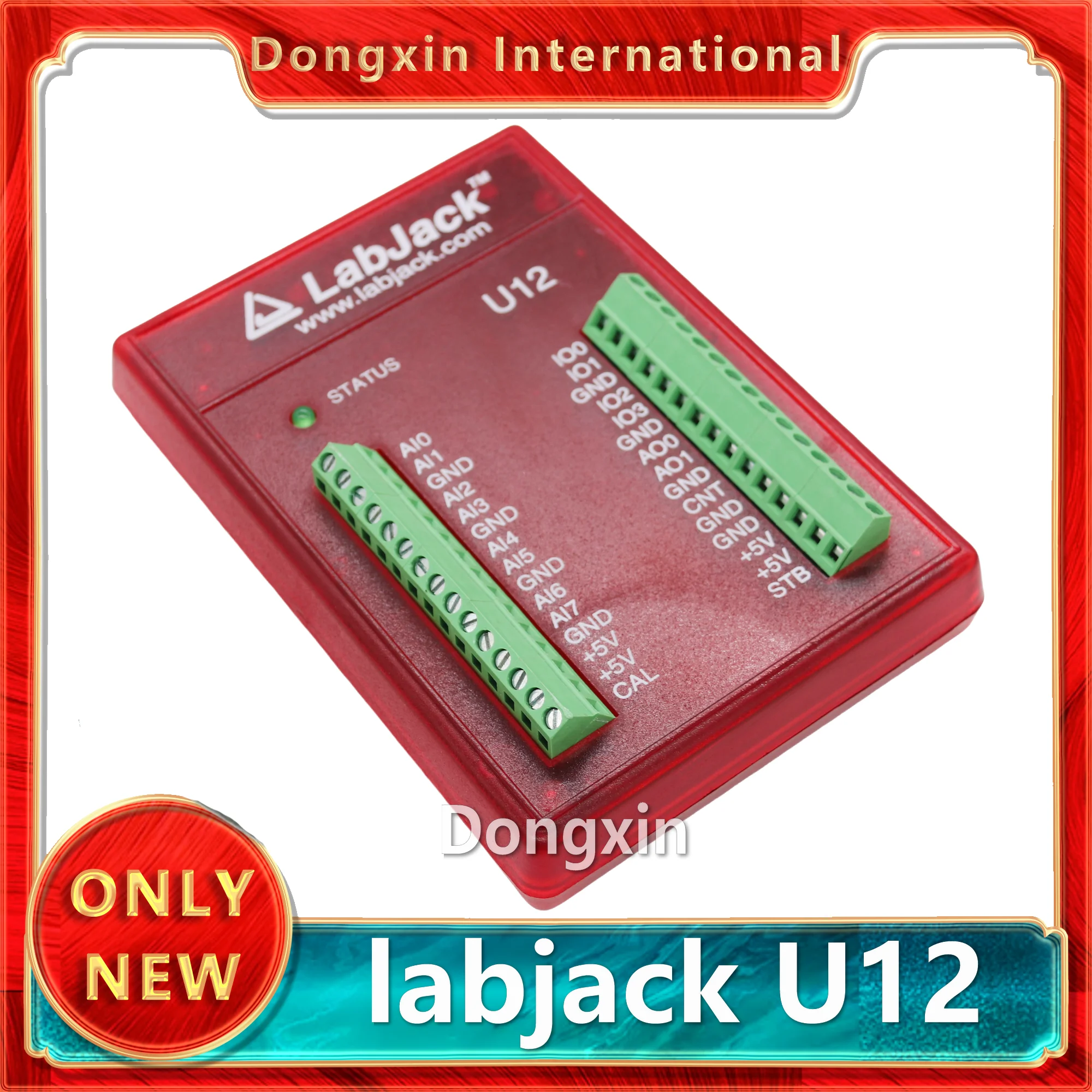 

LabJack U12 USB data acquisition card or module 8KHz sampling rate 8 analog channels 12-bit resolution