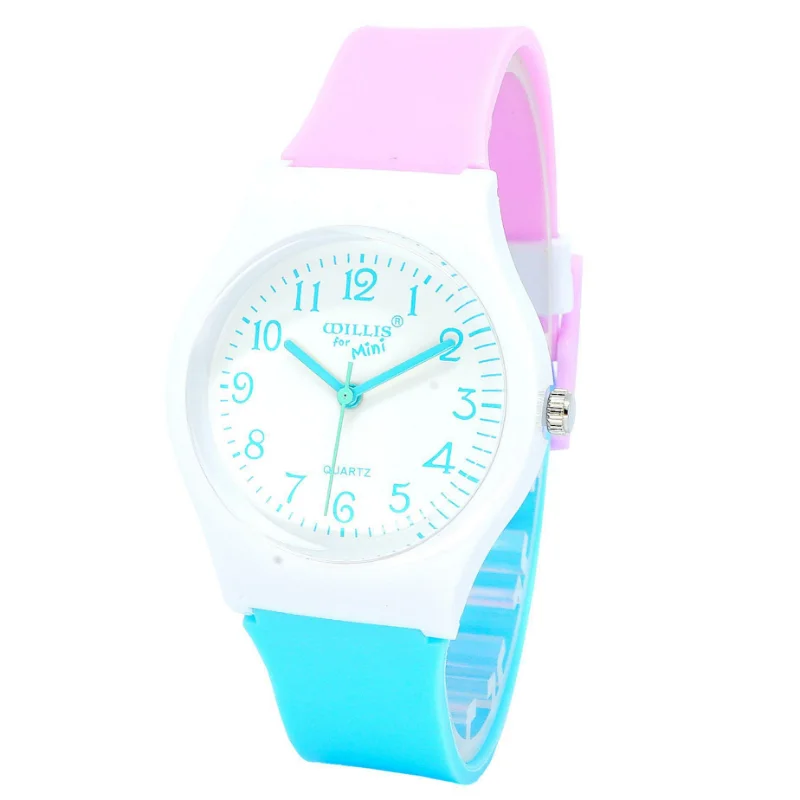 Montre-bracelet colorée pour garçons et filles, bracelet en silicone souple, étanche, pour enfants adolescents