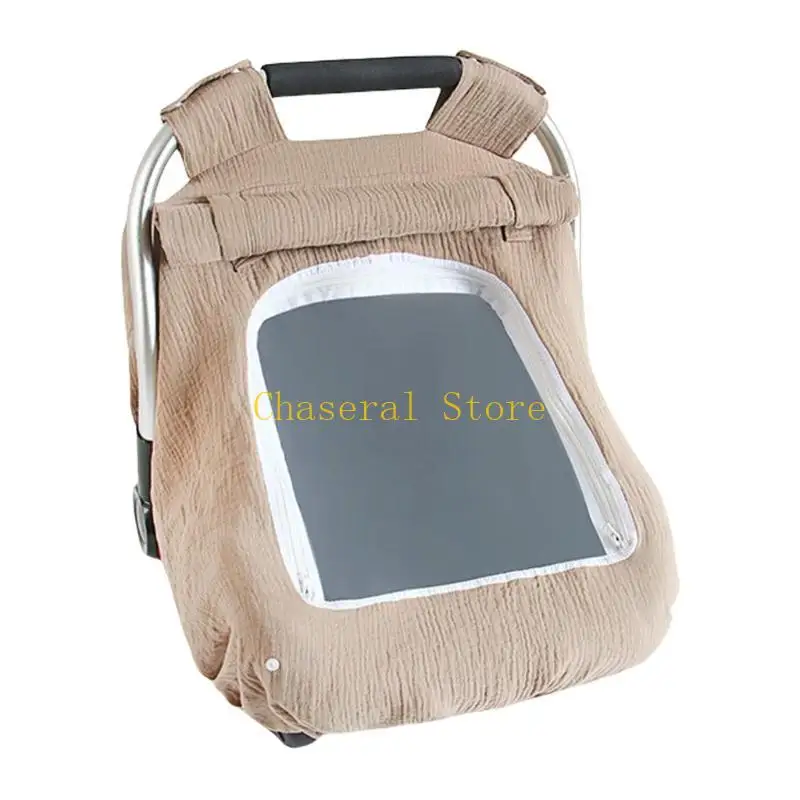 E7CE Cotton Windproof Carrying Basket Sleeve with Breathable Window for Infants Shopping Cart Cover Protector Sheet view 5