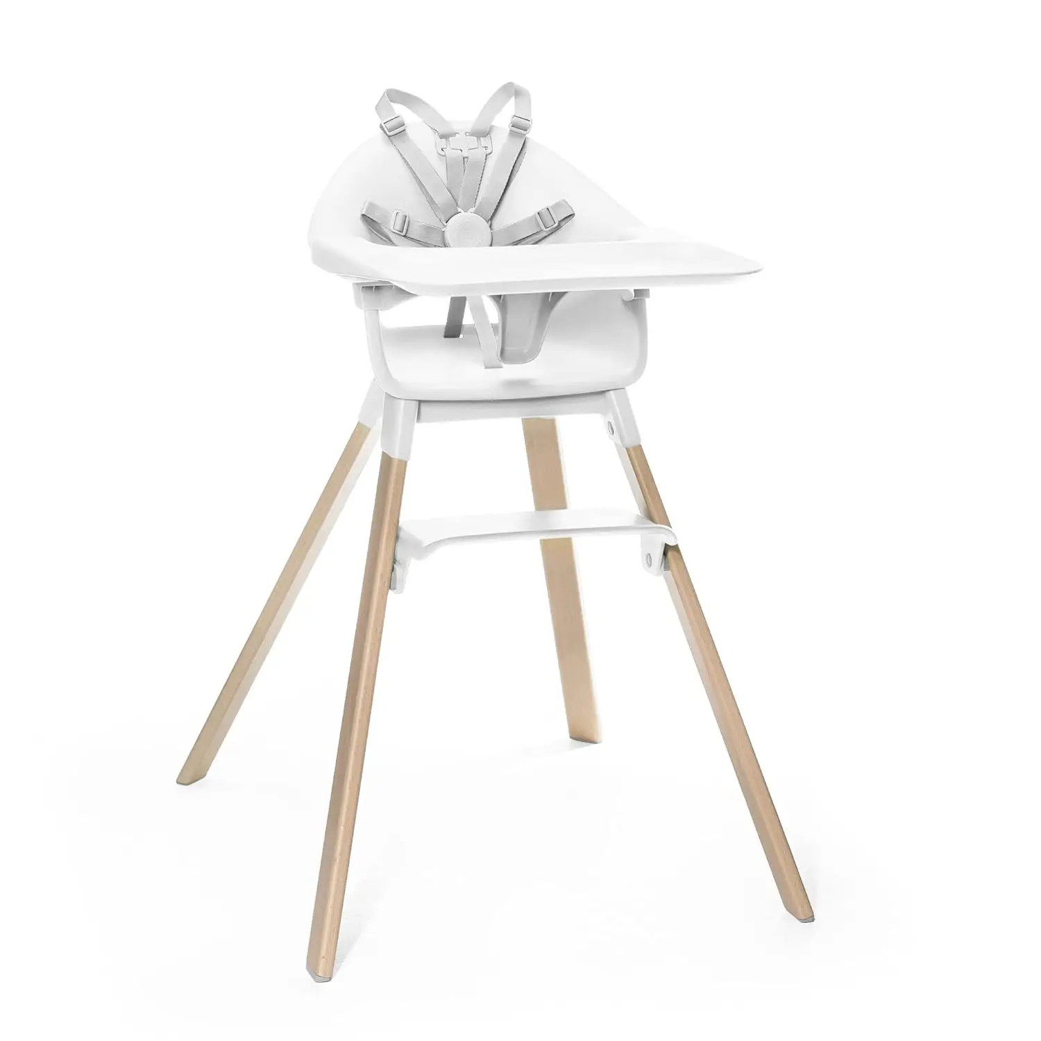 

White - All-in-One High Chair with Tray + Harness - Light, Durable & Travel Friendly - Ergonomic with Adjustable Features