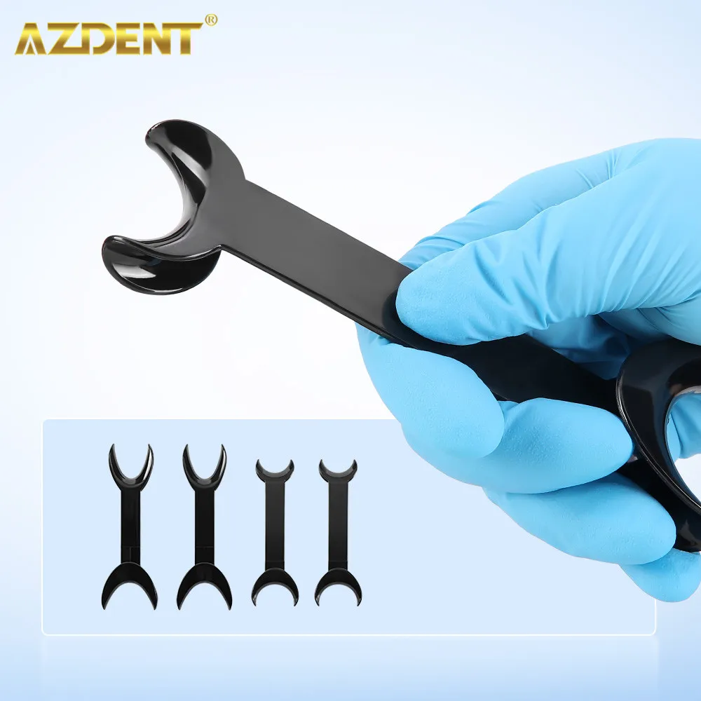 AZDENT Dental T-Shape Retractor Mouth Opener Double Head 4pcs Black Orthodontic Teeth Mouth Opener Dentistry Tools Small Large