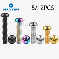 Wanyifa Titanium Bolt M6/M8x12/15/16/20/25/30/35mm Half Round Hexagon Head Screws for Road Bike Motorcycle Car Parts 5/12PCS