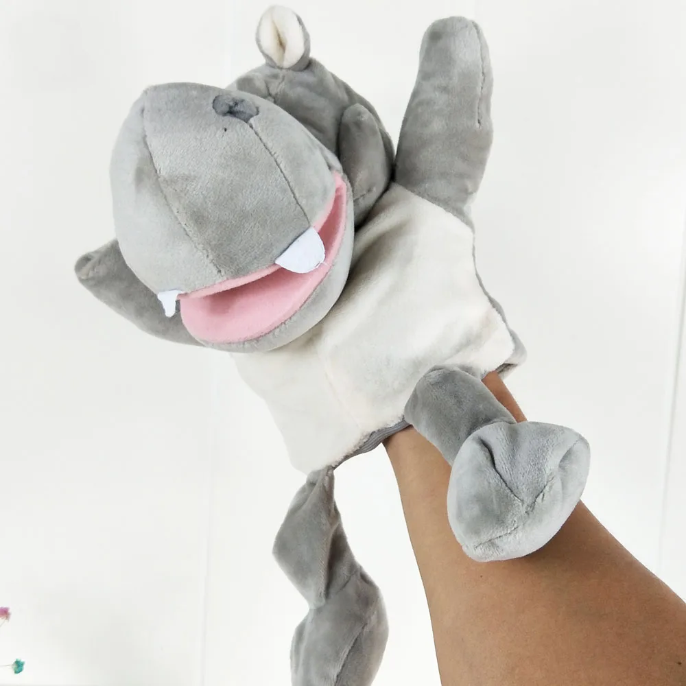 Marioneta de mano para bebé, juguete de peluche de hipopótamo grande gris