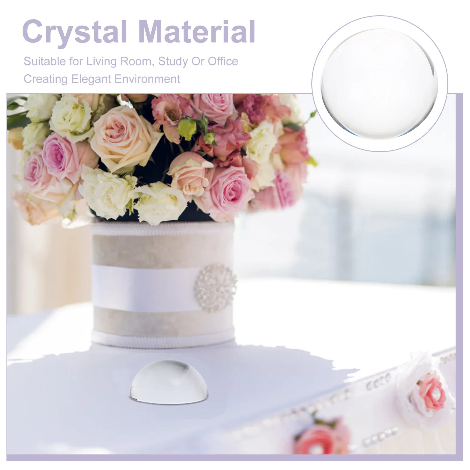 Crystal Half Sphere Ornament 80Mm Semicircle Transparent Ball Decorative Hemisphere Globe Desk Centerpiece Clear Crystal Ball