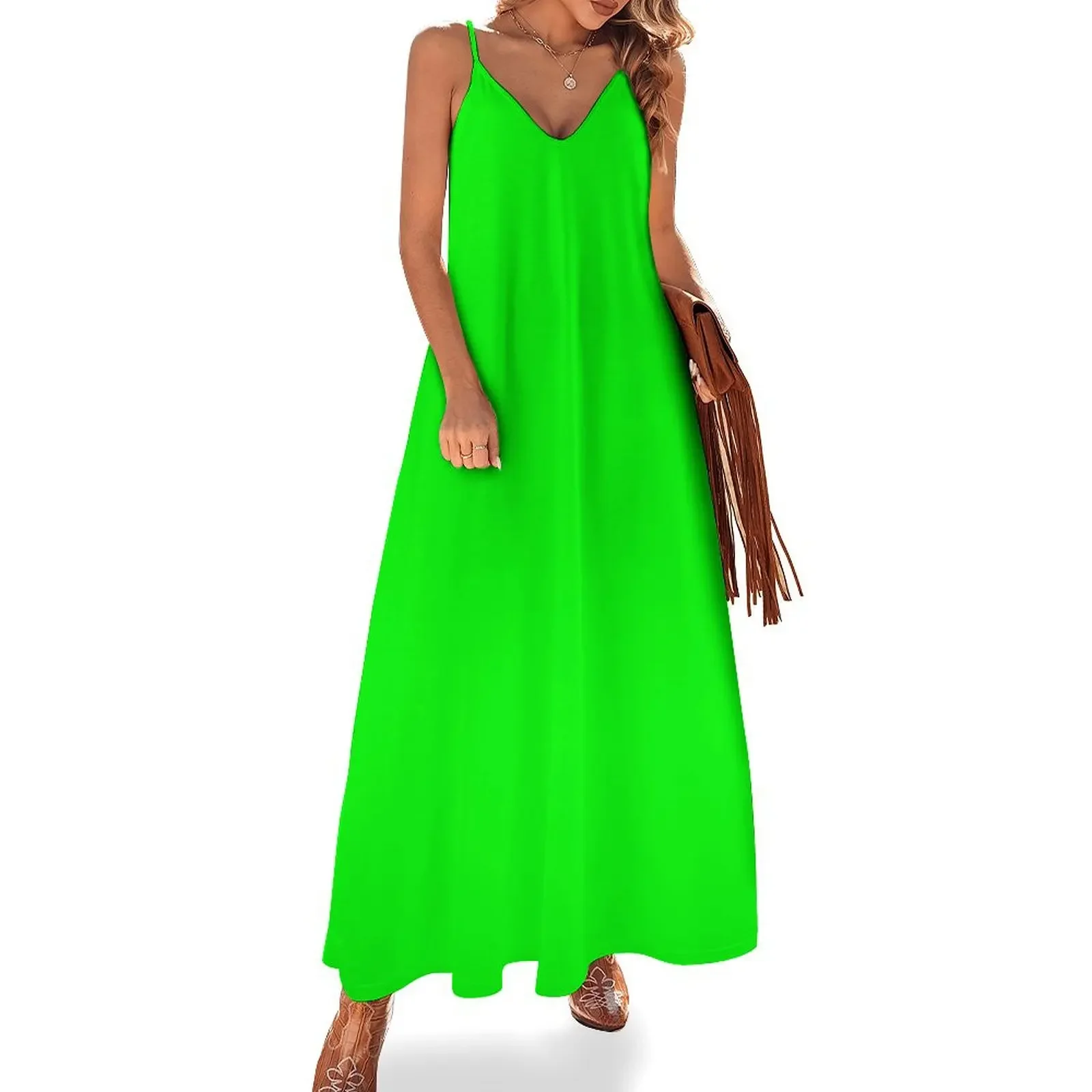 Neon Fluorescent Green Sleeveless Dress evening dresses women dress for women beach dresses