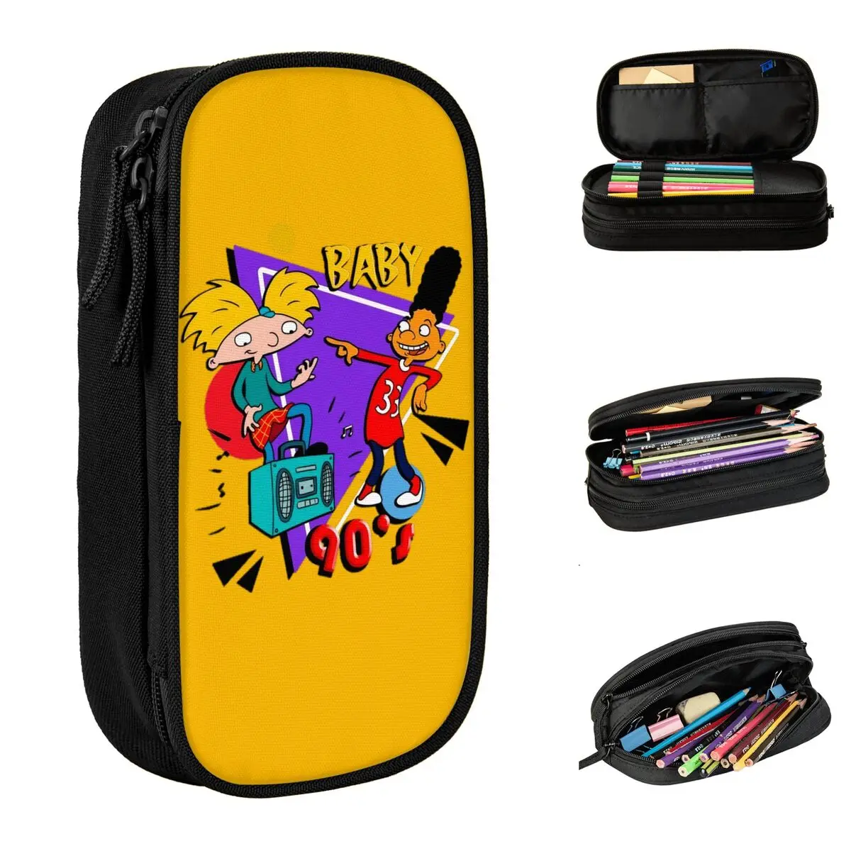 caixa de caneta grande hey martin estilo helga pataki double layer pencil box menina maquiagem bolsas presente de aniversario 90s baby office acessorios 01