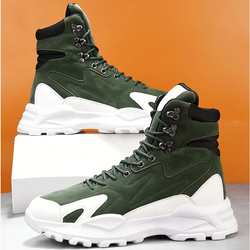 Fashion Men\'s Boots Comfortable Men Casual Shoes Breathable High Top Sneakers for Men Outdoor Non Slip Mens Ankle Boots Platform