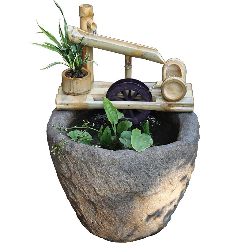 Chinese living room circulating water fish tank landscape fountain entrance entrance decorative ornament balcony landscaping roc