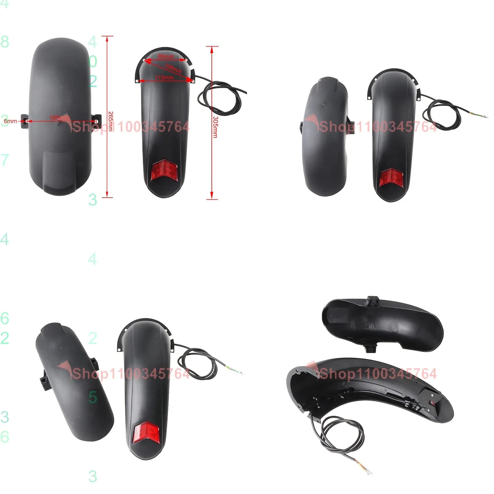 10 inch electric scooter front rear fenders with tail light support protection for Kugoo M4