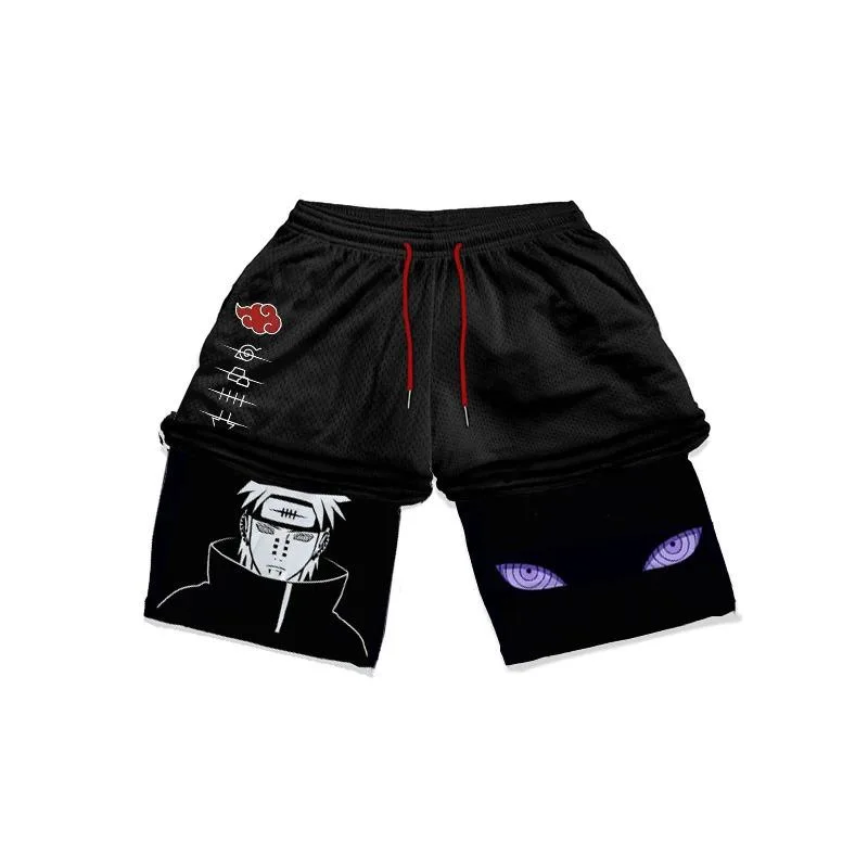 

Naruto Men Anime Peripheral Shorts Double Printed Sports Shorts Beach Pants Cartoon Uzumaki Naruto Student Holiday Gift