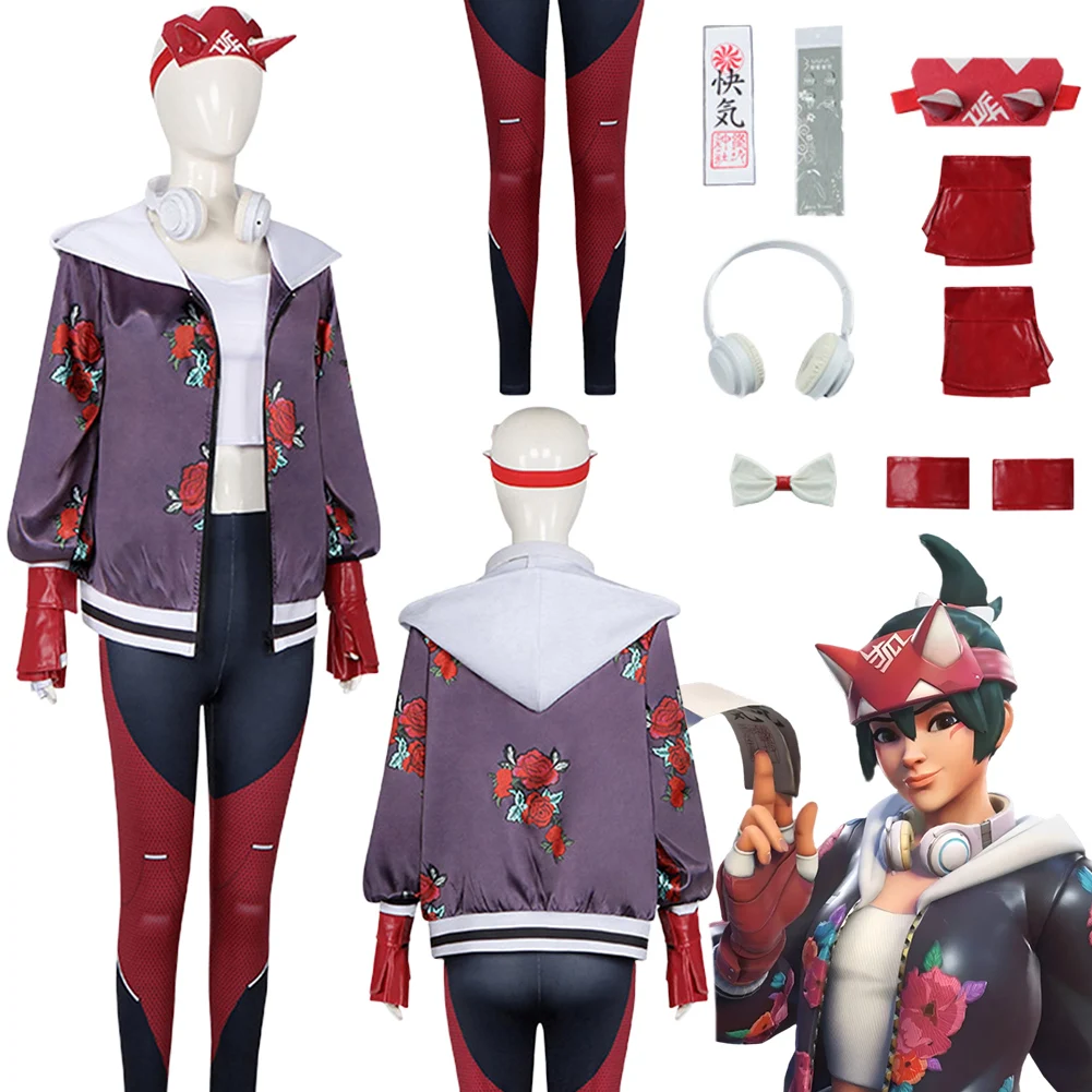 

Fantasia Game OW 2 Kiriko Cosplay Clothing Headgear Anime Women Disfraz Costume Female Halloween Carnival Party Clothes