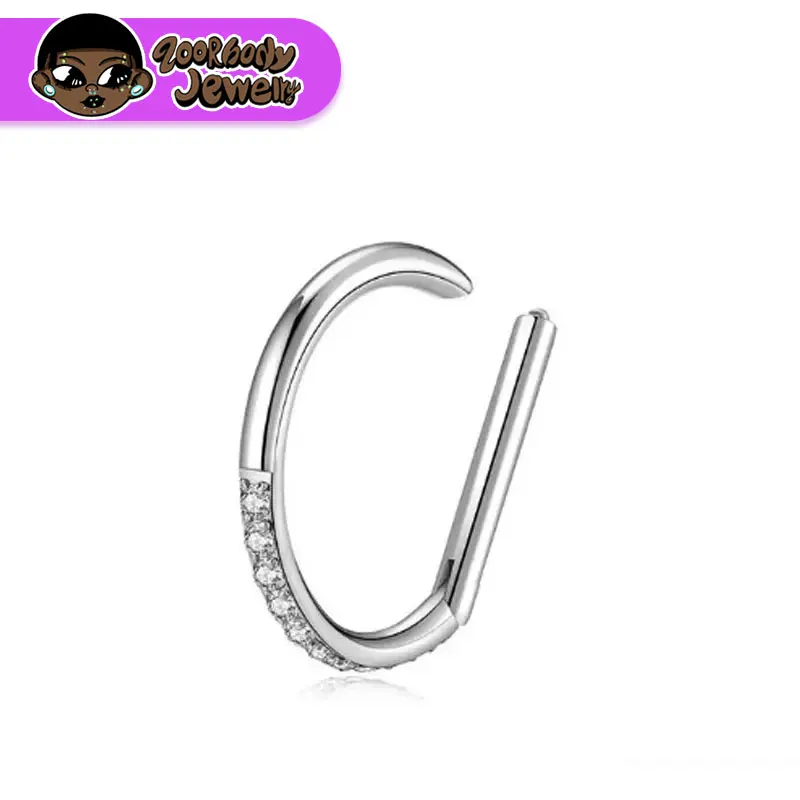 F136 Titanium Nose Lobe Ring Piercing 8/10/12mm Nose Ring D Shape Segment Clicke Cartilage Tragus Helix Industrial Piercing Body