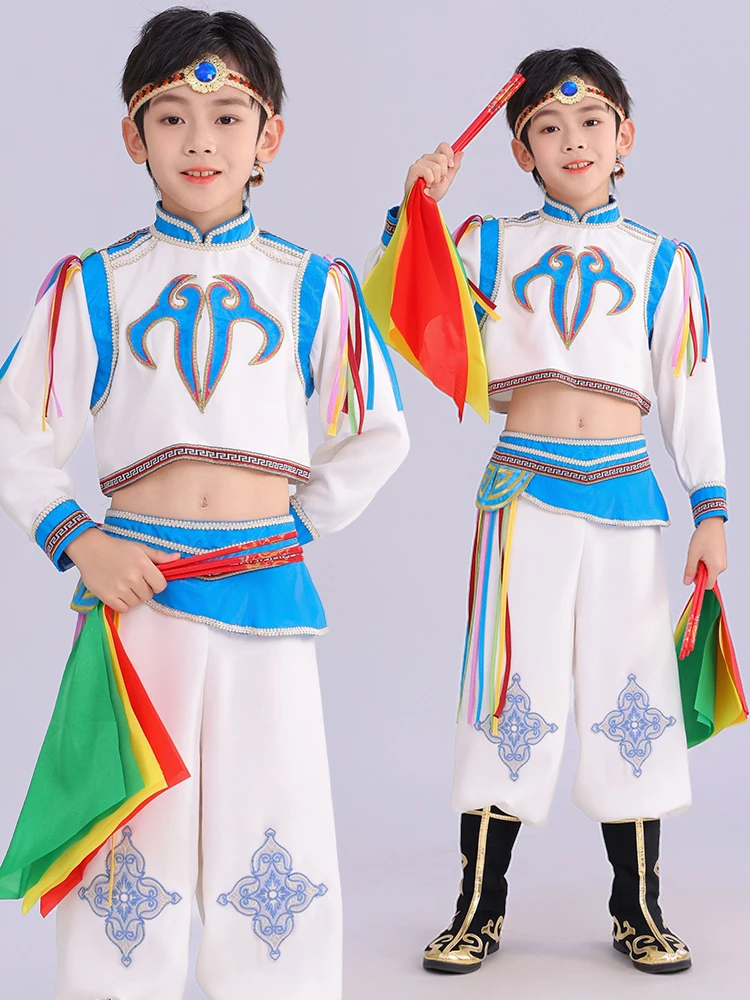 

Детский монгольский танцевальный костюм для выступлений, монгольский этнический наряд для мальчика, традиционный костюм для культурных мероприятий в степи