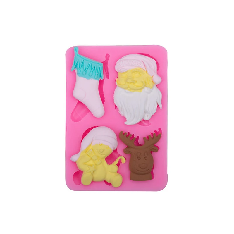 

3D Christmas Silicone Cake Mold Stock/Sant Claus/Dog/Reindeer Jelly Candy Pudding Mould Cake Fondant Baking Tools