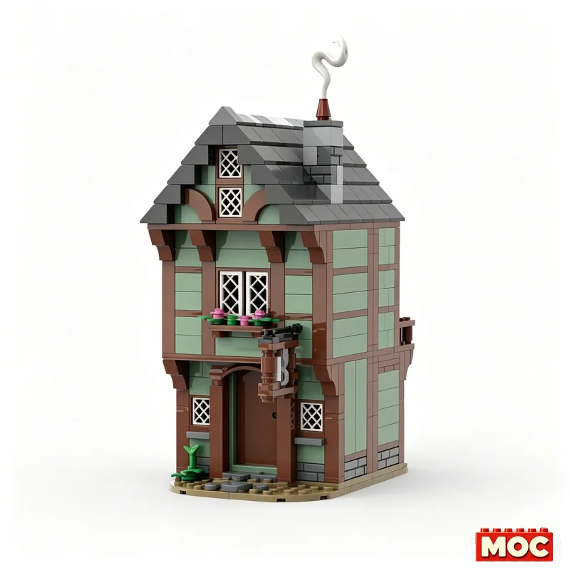 546pcs MOC Medieval Tailor Shop House Modular Building Blocks Model Diy Assembly Educational Toy Home Decoration Birthday Gift