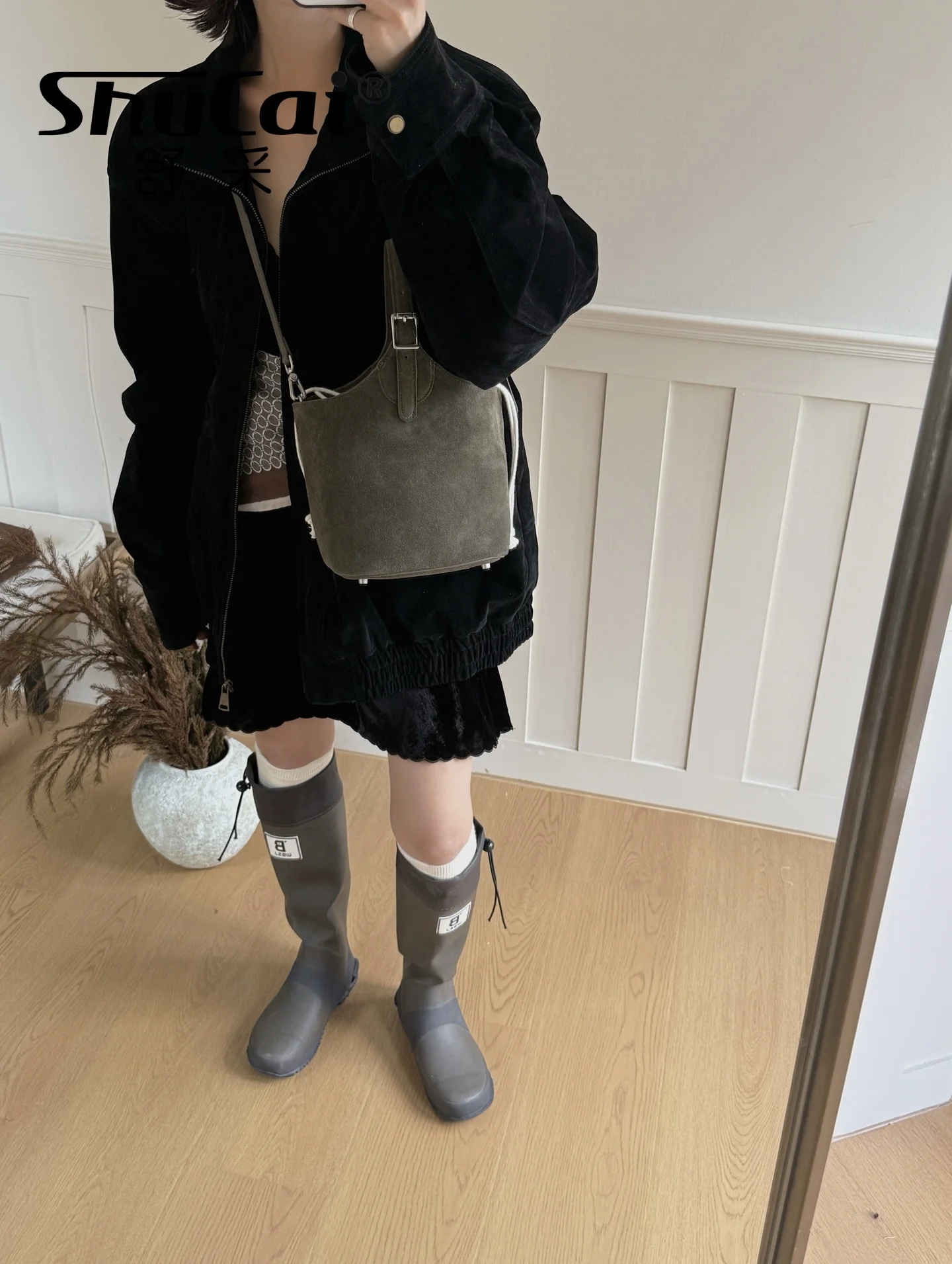 Outono inverno feminino pequeno balde tote camurça couro de vaca ombro crossbody sacos fosco senhoras bolsa designer luxo