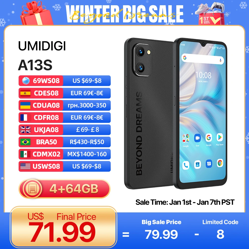 

UMIDIGI A13 Pro Android Smartphone NFC 48MP AI Triple Camera 6GB 128GB 6.7" Full Display 5150mAh Global Version Cellphone