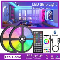 RGB LEDストリップライト,1〜30m, 5050,Bluetooth,wifi,Alexa,アプリケーション制御,粘着テープ,TVバックライト,部屋の装飾