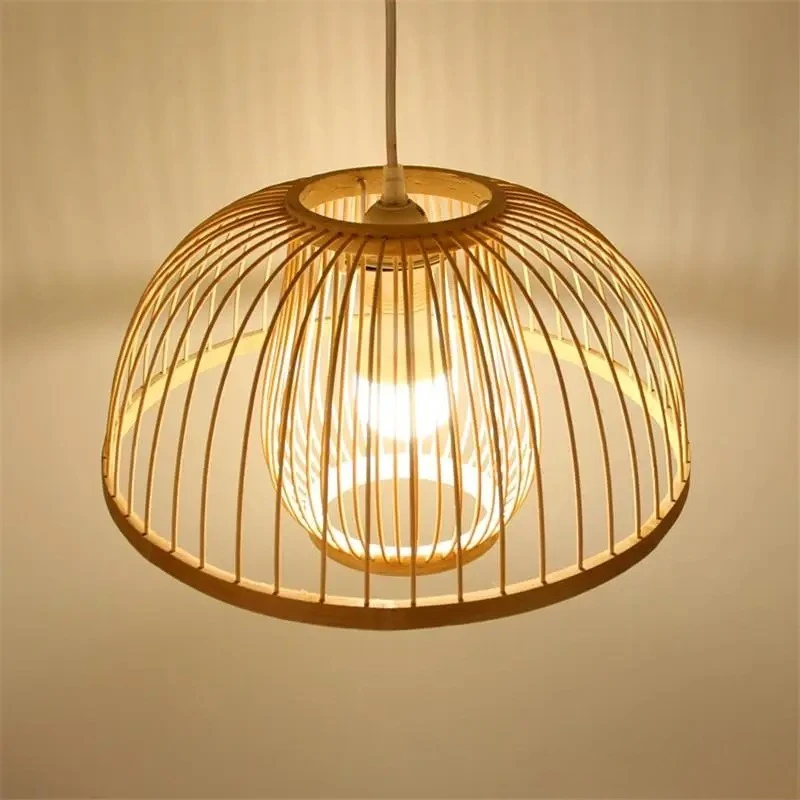Chinese Wooden Led Pendant Lights Living Room Individual Bamboo Hanglamp Japanese Restaurant Pendant Lamp Luminaire Led Fixture