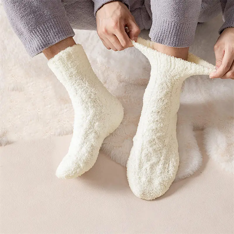 Winter Coral Fleece Warm Sock For Yoga Comfortable Thick Plush Thermal Socks Outdoor Sports Foot Protection Anti Wear Hosiery