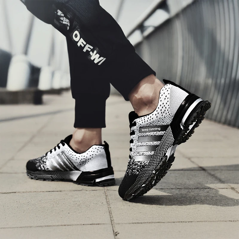 Chaussures de marche décontractées unisexes, plates et respirantes, baskets de course, de Fitness, légères et confortables, grande taille