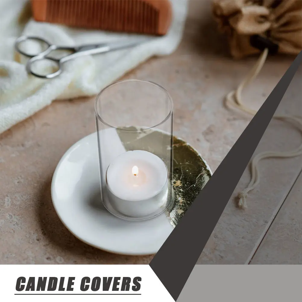 Picture 5: 4Pcs Glass Covers High Borosilicate Transparent Cylinder Candles Covers Windproof Dustproof Decorative Shades