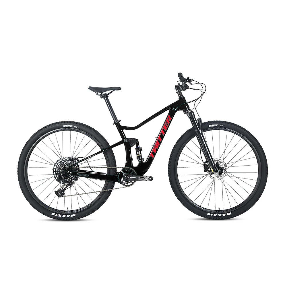 *TWITTER Dual Carbon Suspension Mountain Bike Full Suspension 12 Speed MTB Bikes with DNM Air Shock Absorders for Men