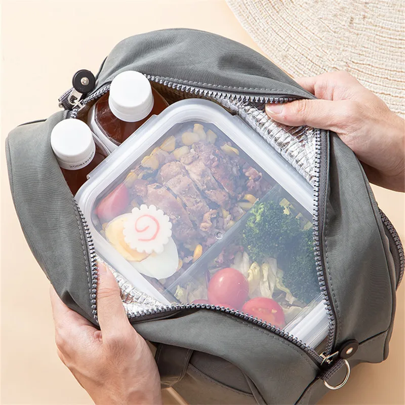 Le donne addensano la borsa termica per il pranzo per il lavoro di viaggio scolastico Picnic ad alta capacità Bento Insulated Cooler Food Case Storage Bags