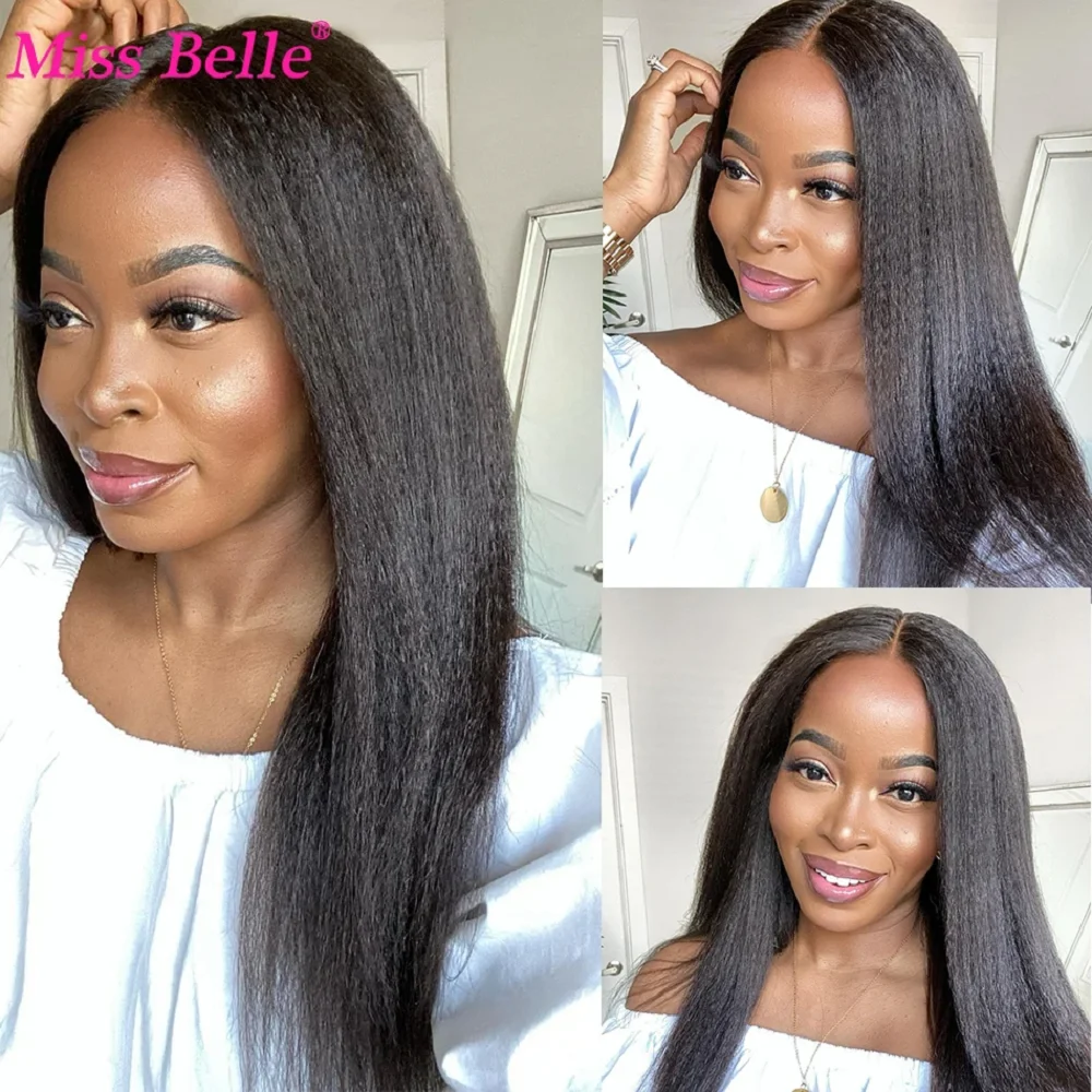 

Kinky Straight Human Hair Wigs For Women Brazilian Remy 13x4 13x6x1 Transparent Lace Front Wig Pre Plucked Yaki Straight Wig