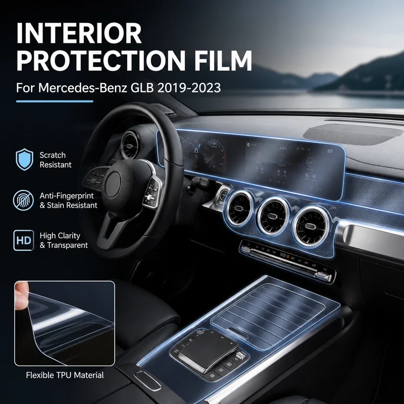 TPU Protective Film For Mercedes-Benz GLB 2019-2023 Car Interior Sticker Dashboard Center Console Trim Protection Film