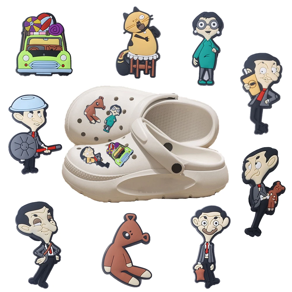 Hot sales 1-9pcs Funny Man Cartoon PVC Shoe Charms Accessories DIY Detachable Sandal Wristbands Decorations Party Gifts