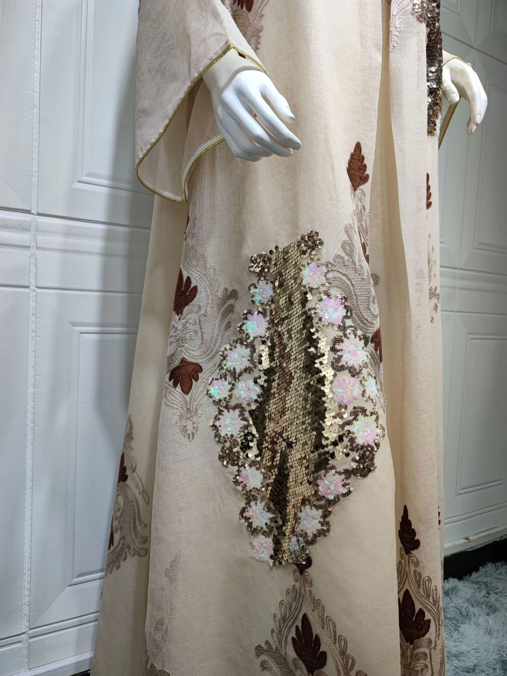 Robe de soirée brodée de belles perles et paillettes, Robe de soirée caftan en 7 couleurs, charmante Robe de bal musulmane à manches longues, offre spéciale
