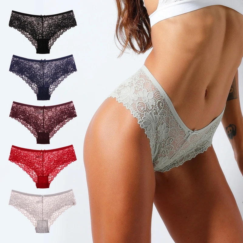 3 Pcs Panties for Woman Underwear Sexy Lace Hollow Breathable Female Panty Transparent Briefs Sexy Underwear Women High Quality