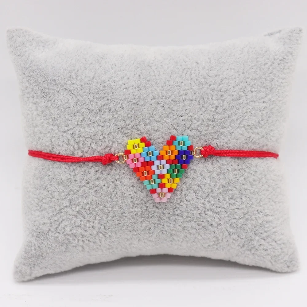 Beaded bracelet Heart shape Flower Splicing Tidal current Simplicity Bohemia Hand weaving Female Adjustable Rice bead bracelet