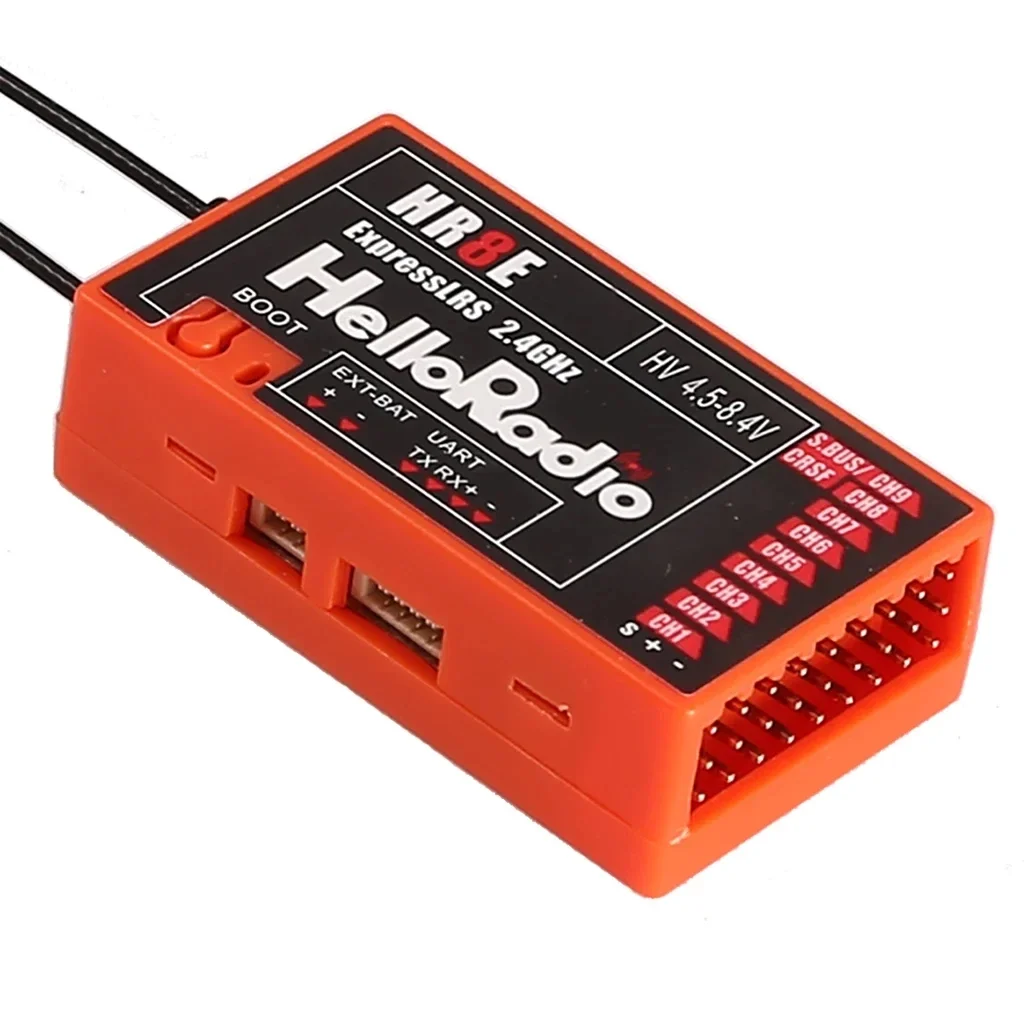 HelloRadio HR8E ELRS 2.4GHz 9CH PWM Receiver for RC Airplane Fixed Wing FPV Drone Long Range Control System