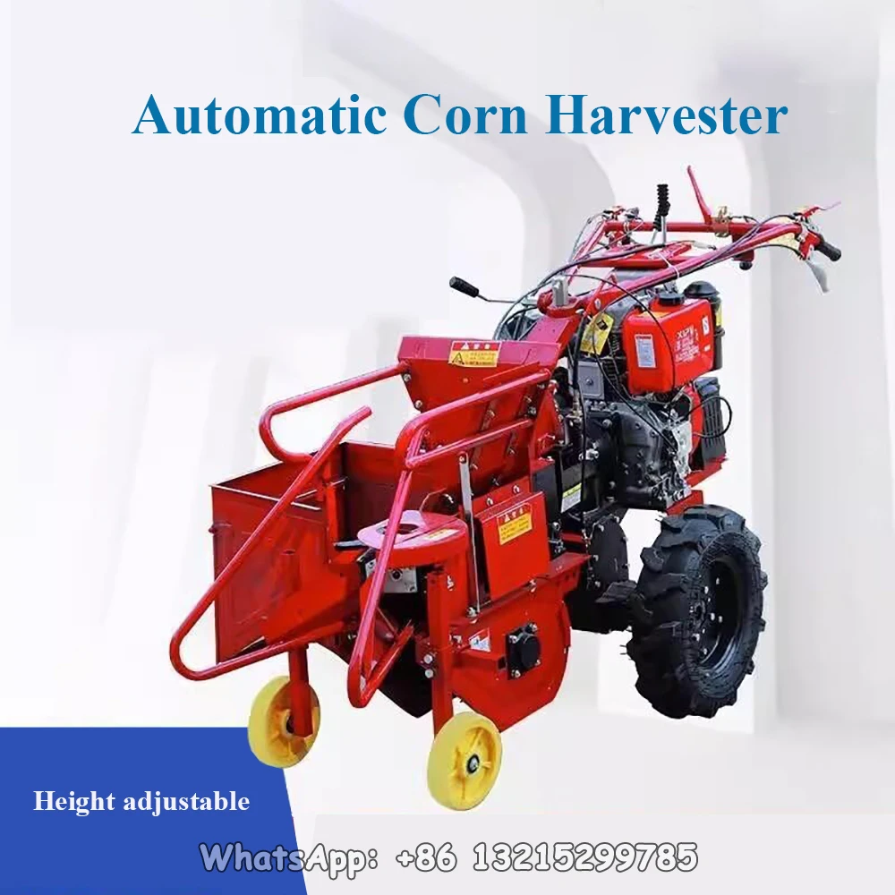 Diesel Electric Start Small Corn Combine Harvester Corn Harvester Straw Pulverizer Small Walking Tractor Single Row Header