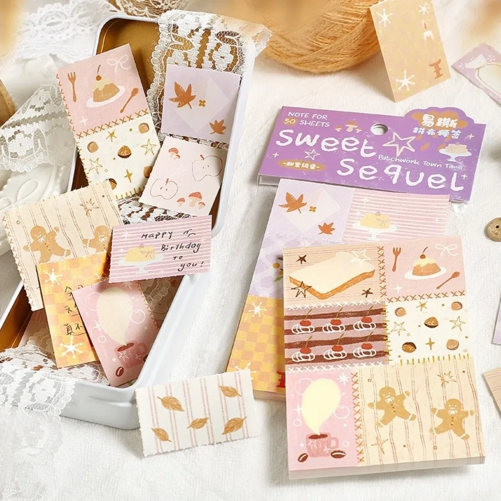 Cute Cartoon Pattern Patchwork Note Patchwork Style Easy-tear Scrapbook Supplies DIY Material Message Notes Pads For Journaling