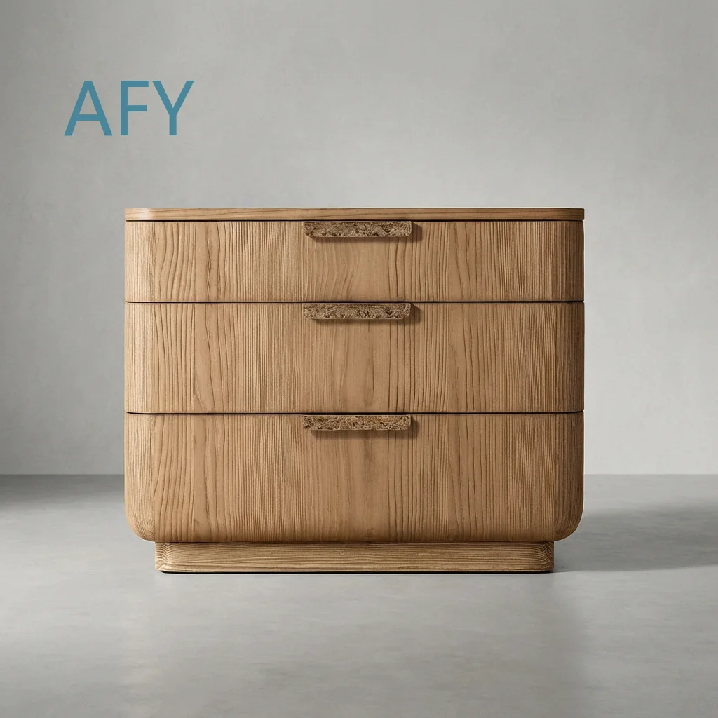 Modern Luxury 3-Drawer Nightstand for Bedroom Furniture Solid Wood Closed Bedside Table Durable Nightstand for Home Decor