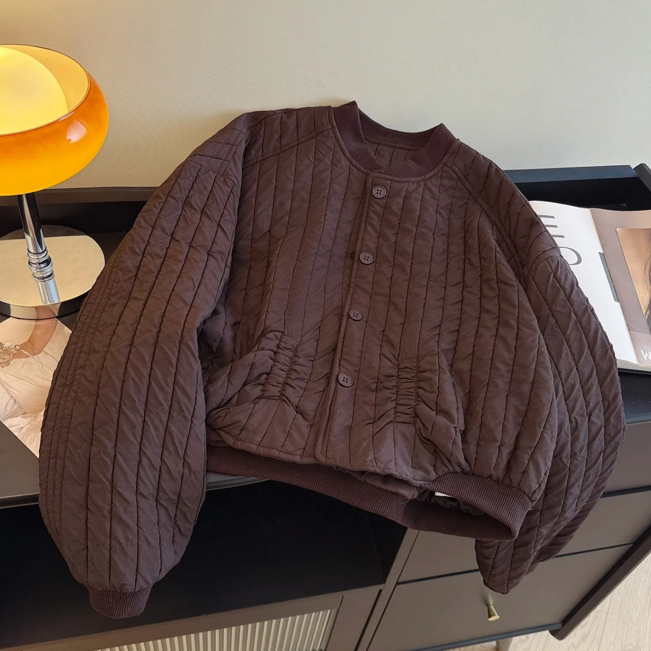 

Lightweight Cotton Jaet Women's Loose Casual Sli Versatile Super Cute Sandwich Cotton Top Pure Color Winter Coat