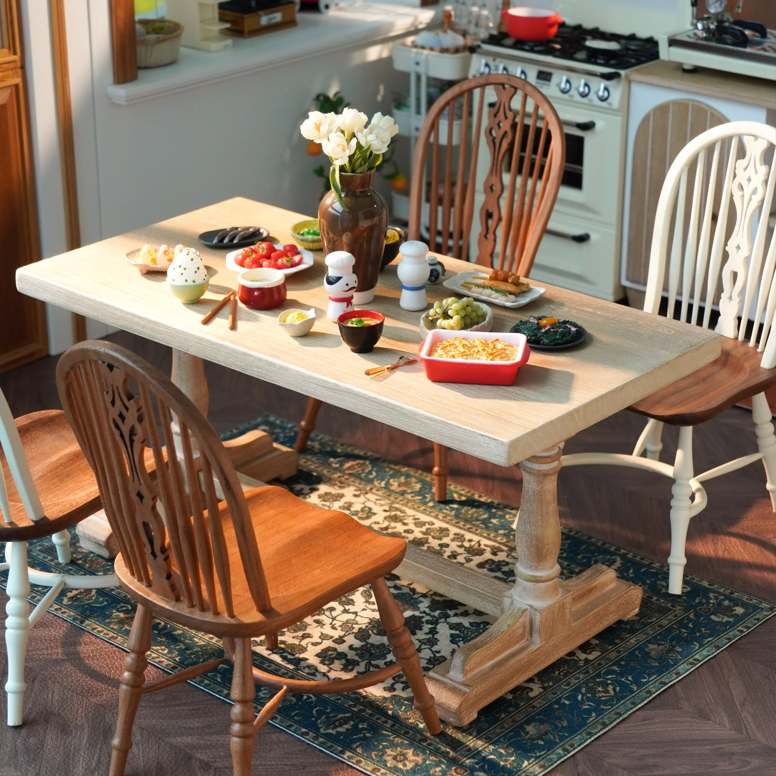 1/6 بيت الدمية نموذج صغير اكسسوارات الأثاث المطبخ خمر طاولة طعام Bjd Blyth الجندي Lol المنمنمات المشهد الدعائم ديكور