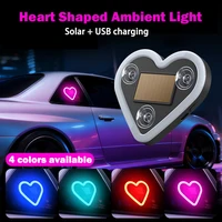 Nueva ventana triangular Solar para coche, luz emisora de luz en forma de corazón, luz de ambiente en forma de corazón, cableado Interior, luces ambientales LED gratis