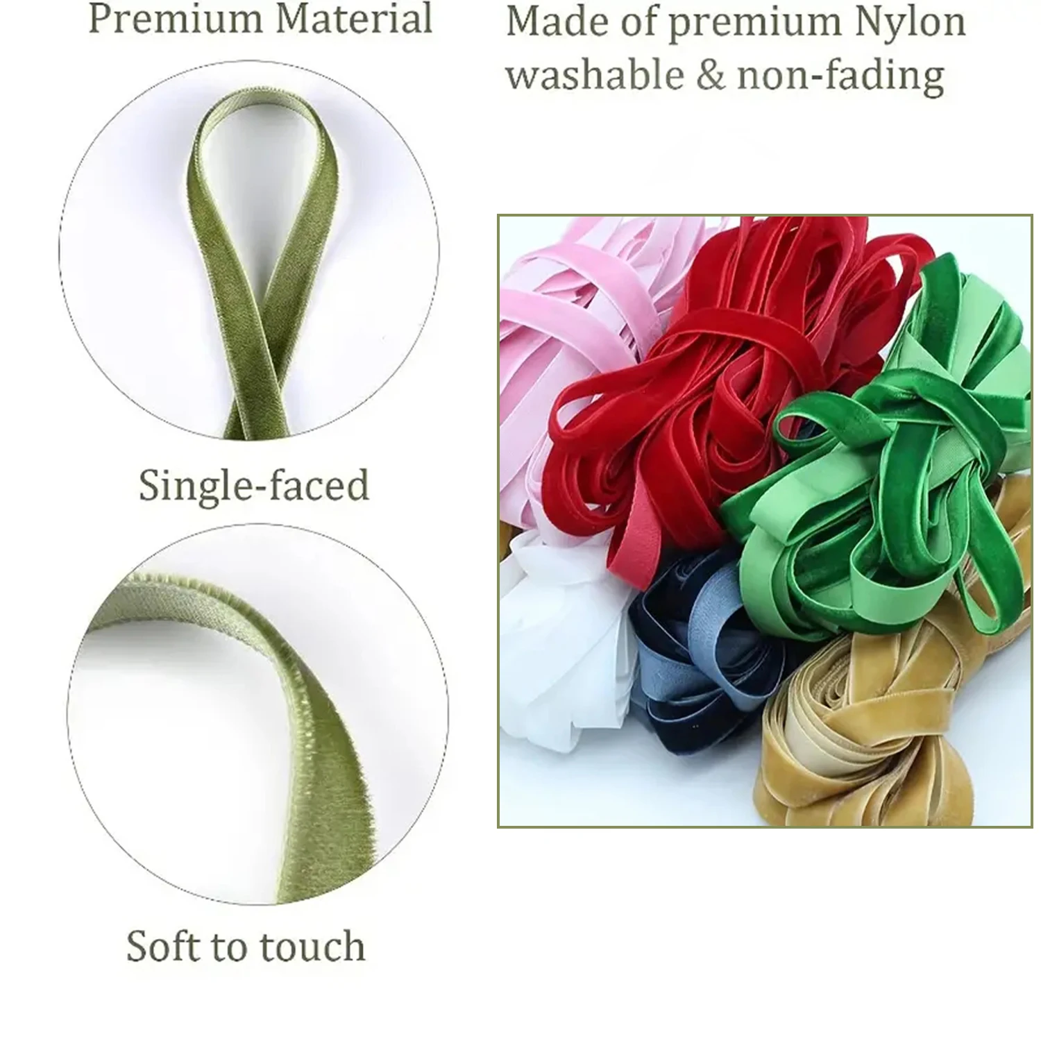 5 Yards Weihnachts-Samtband, Vintage-Band, grün, rot, weinrot, Samtbandrollen für Weihnachten, Hochzeit, Verpackung, DIY-Handwerk – Detail 10