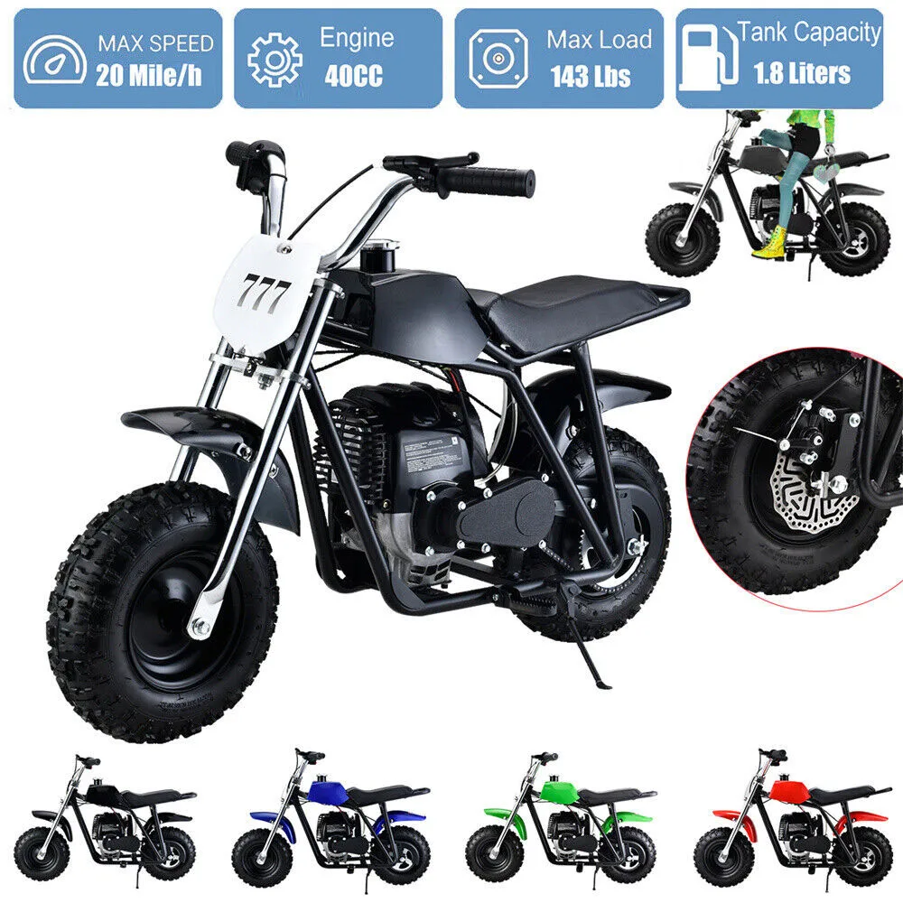 Mini Dirt Bike 40cc Pit Bike movido a gás 4 tempos motocicleta off road para adolescentes