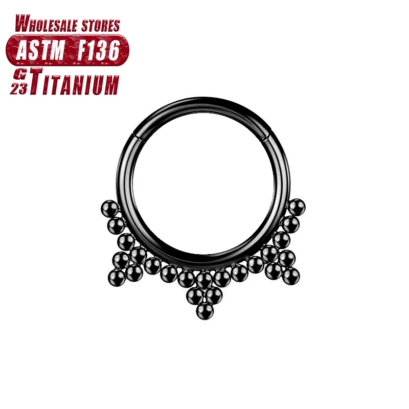 F136 Titan Piercing Schwarzer Nasenring Implantatqualität Scharnier Seamles Ohrring Clicker Knorpel Septum Daith Tragus Schmuck Geschenk – Detail 12