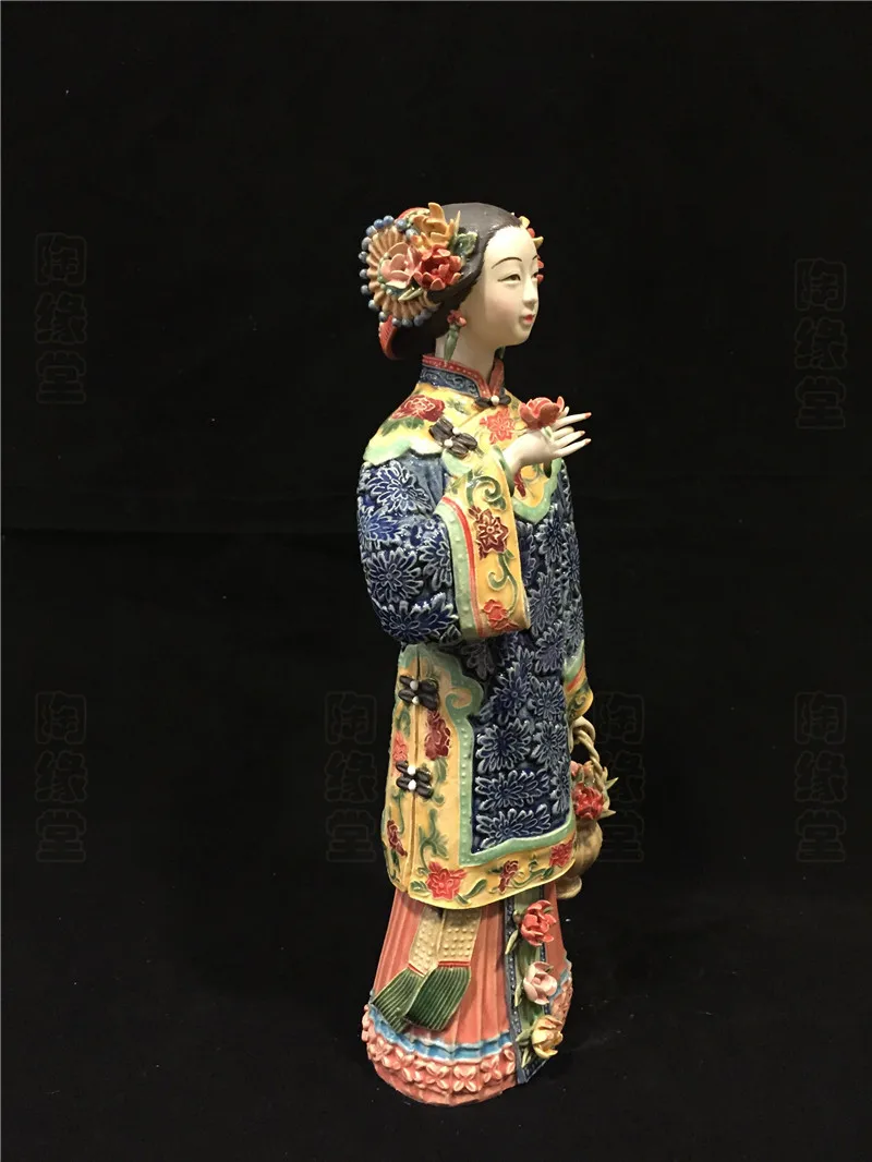 For Pottery Traditional Lady Statue, Creative Home Accent for Living Room, Minimalist Chinese Art Gift