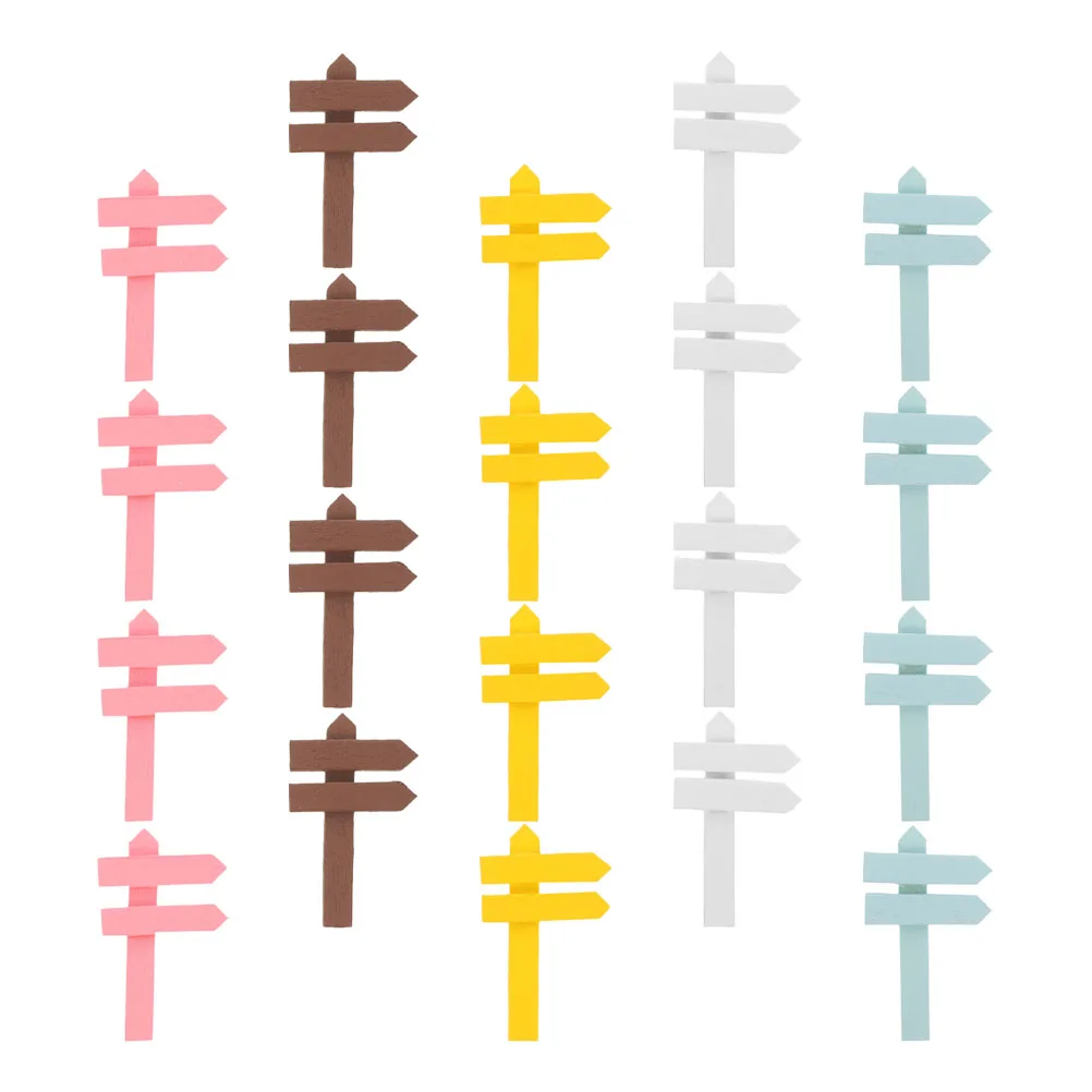 

20 Pcs Micro Landscape Sign Wooden Labels for Fairy Garden Miniature Fence House Ornaments Outdoor Decor Spring Christmas
