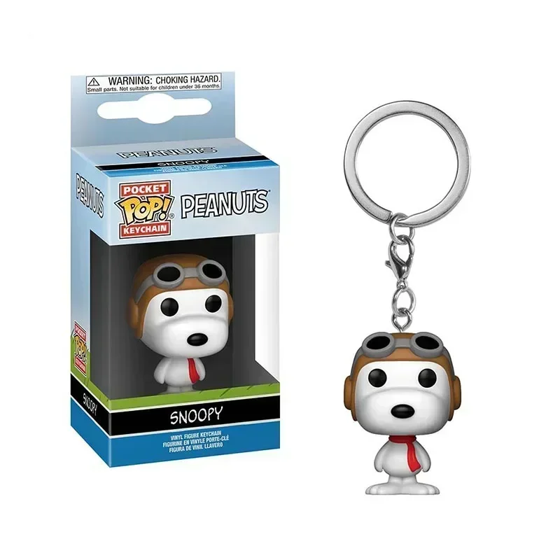 Pocket Keychains Anime Peanuts Snoopi Charlie Brown Keychain Keyrings Action Figure Toys for Gifts