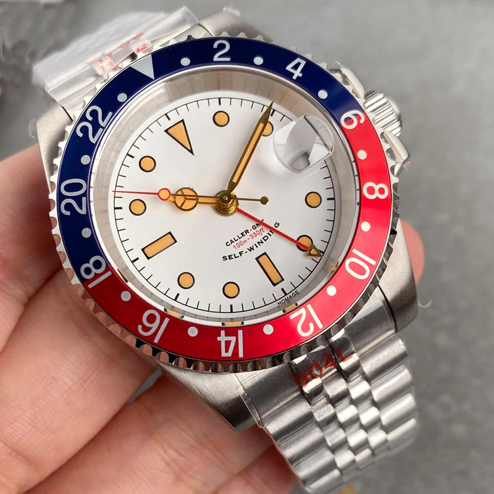 Tandorio 20ATM 40mm Business Sapphire Automatic Men Diver Watch Retro Red Blue Rotating Bezel NH34A GMT Mechanical Man Watch